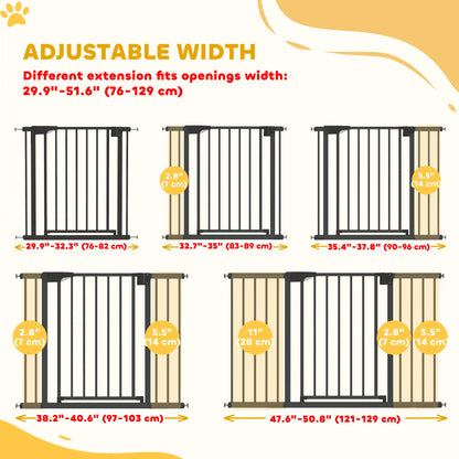 Baby Gate, Pet Safety Gate, 30"-51" Wide, Auto-Close, Black
