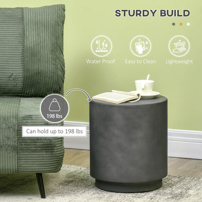 Terrazzo Finish Side Table, 17" Round, Charcoal Grey Side Tables at Gallery Canada