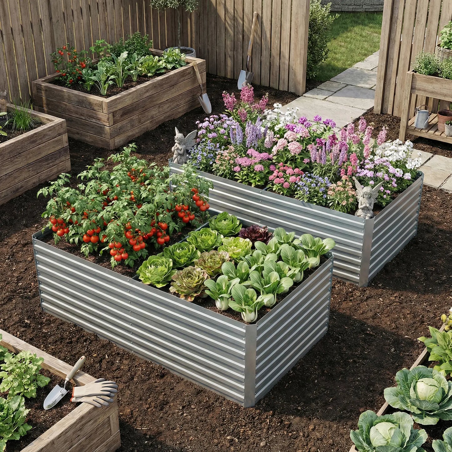 Galvanised Raised Garden Bed Set, 6 x 3 x 2 ft, Silver Galvanized Planter Boxes at Gallery Canada