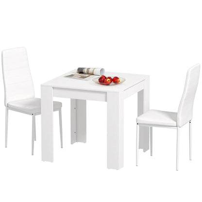 Square Dining Table Set for 2, PU Leather Chairs, White Dining Table Sets White at Gallery Canada