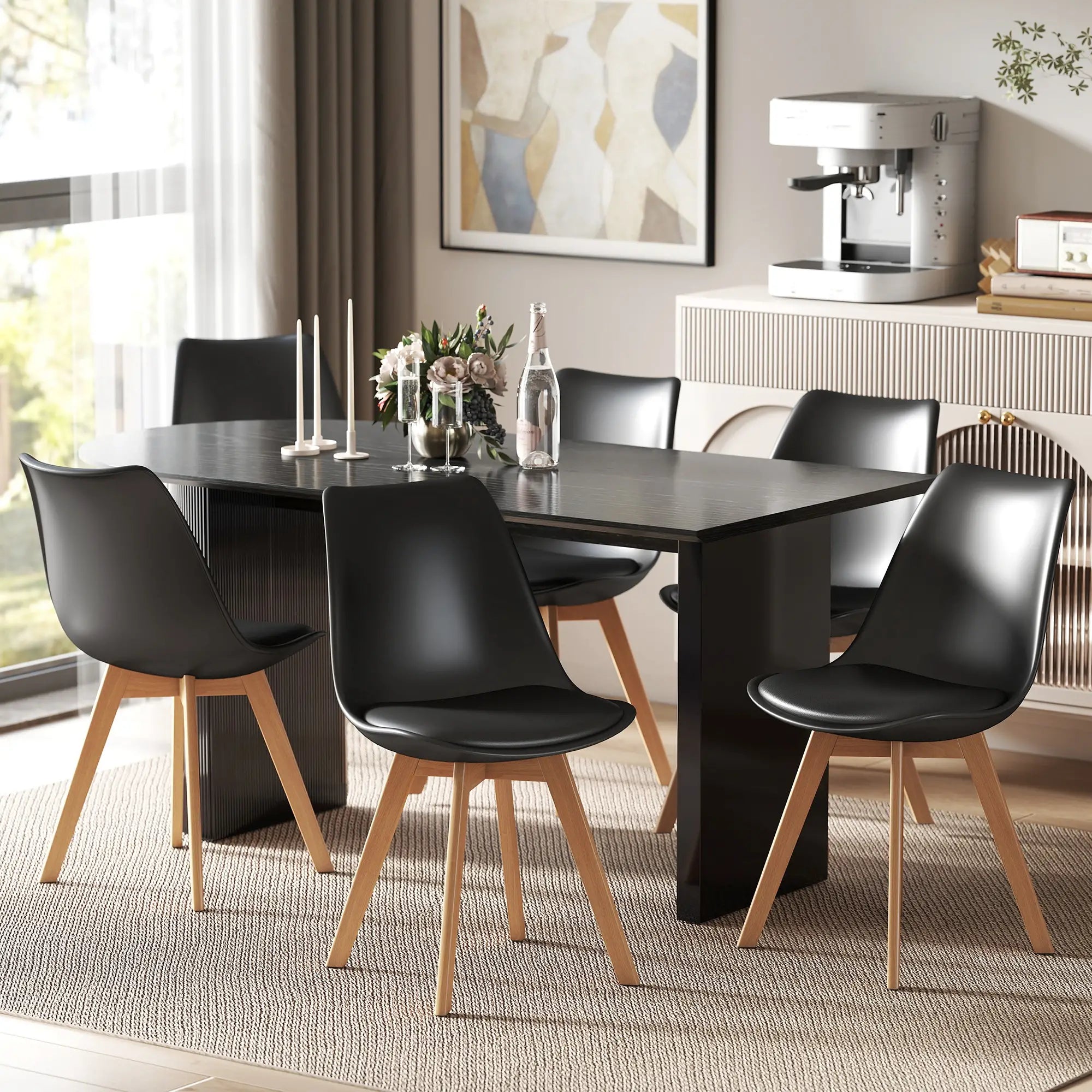 Modern Dining Table Chairs Set Of 6, Rubber Wood Kitchen Table Chairs Dining Chairs at Gallery Canada