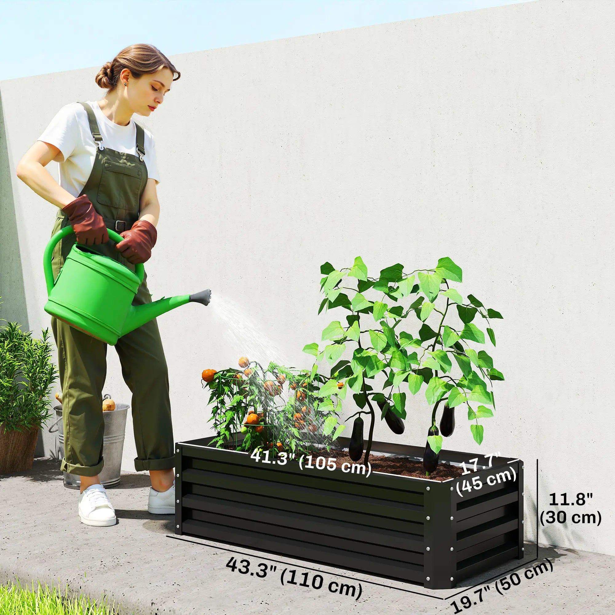 Galvanized Raised Garden Beds, Outdoor Planter Box, Set Of 2, Black Galvanized Planter Boxes at Gallery Canada