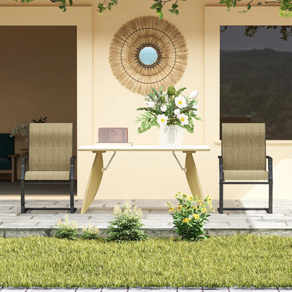 Spring Motion Patio Chairs Set Of 2, Curved High Backrest, Armrest, All Weather Fabric, Metal Frame Outdoor Dining Sets at Gallery Canada