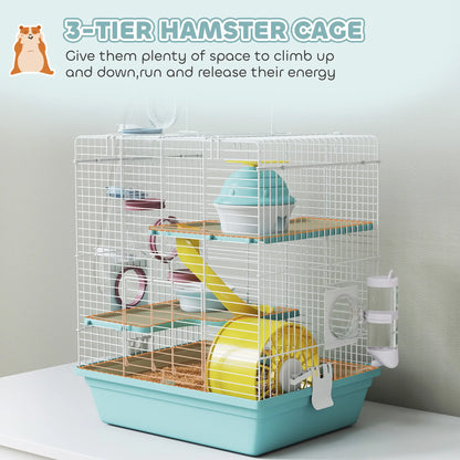 3-Level Hamster Cage With Exercise Wheel, Play Tube, Water Bottle, Blue Hamster Cages at Gallery Canada