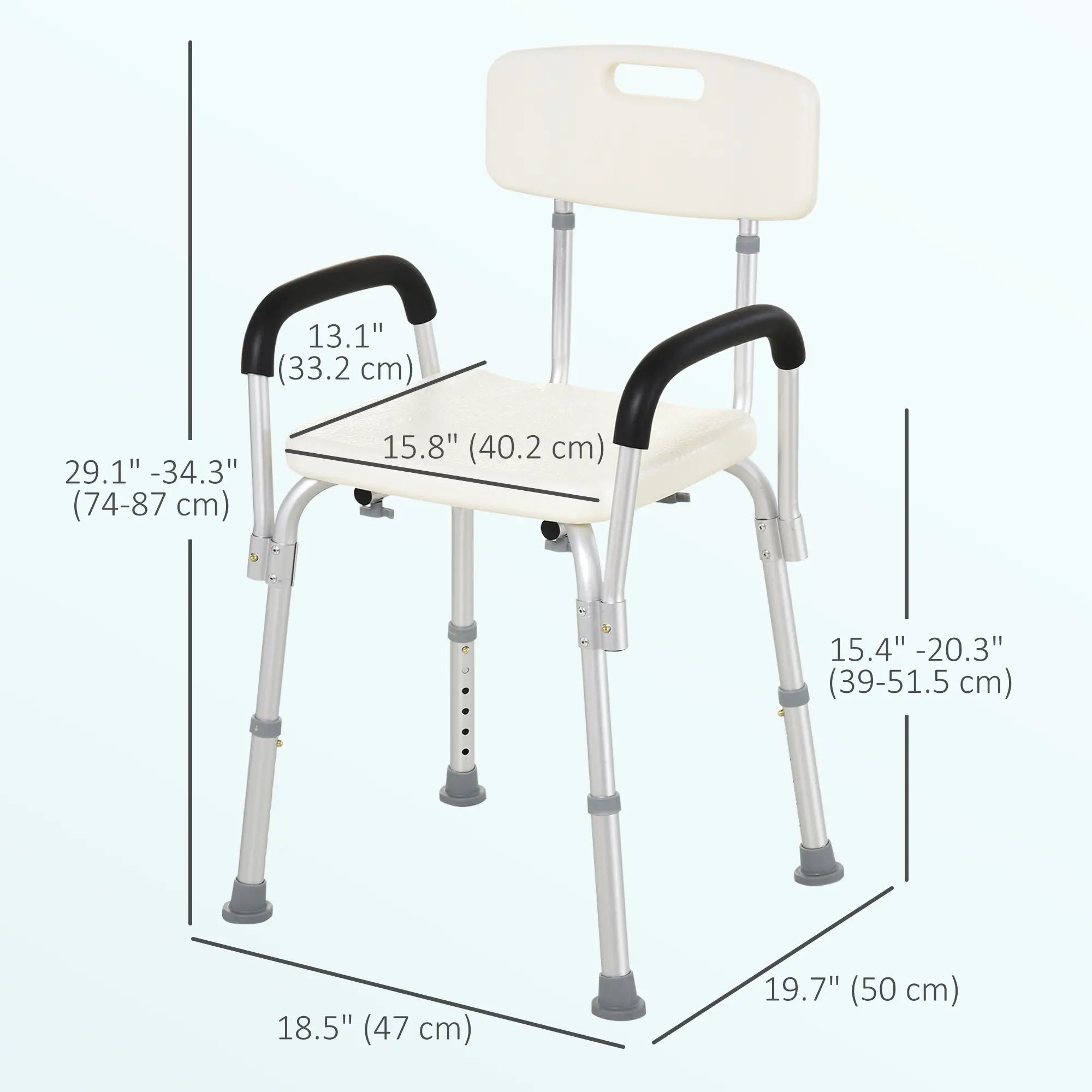 Adjustable Medical Shower Chair with Back, Padded Arms, Non Slip Tub Safety Seat Bath Chairs at Gallery Canada