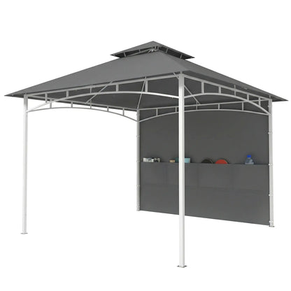 10' x 10' Dark Grey Patio Gazebo, Double Roof Canopy Shelter With Storage, Dark Grey Gazebos Dark Grey at Gallery Canada
