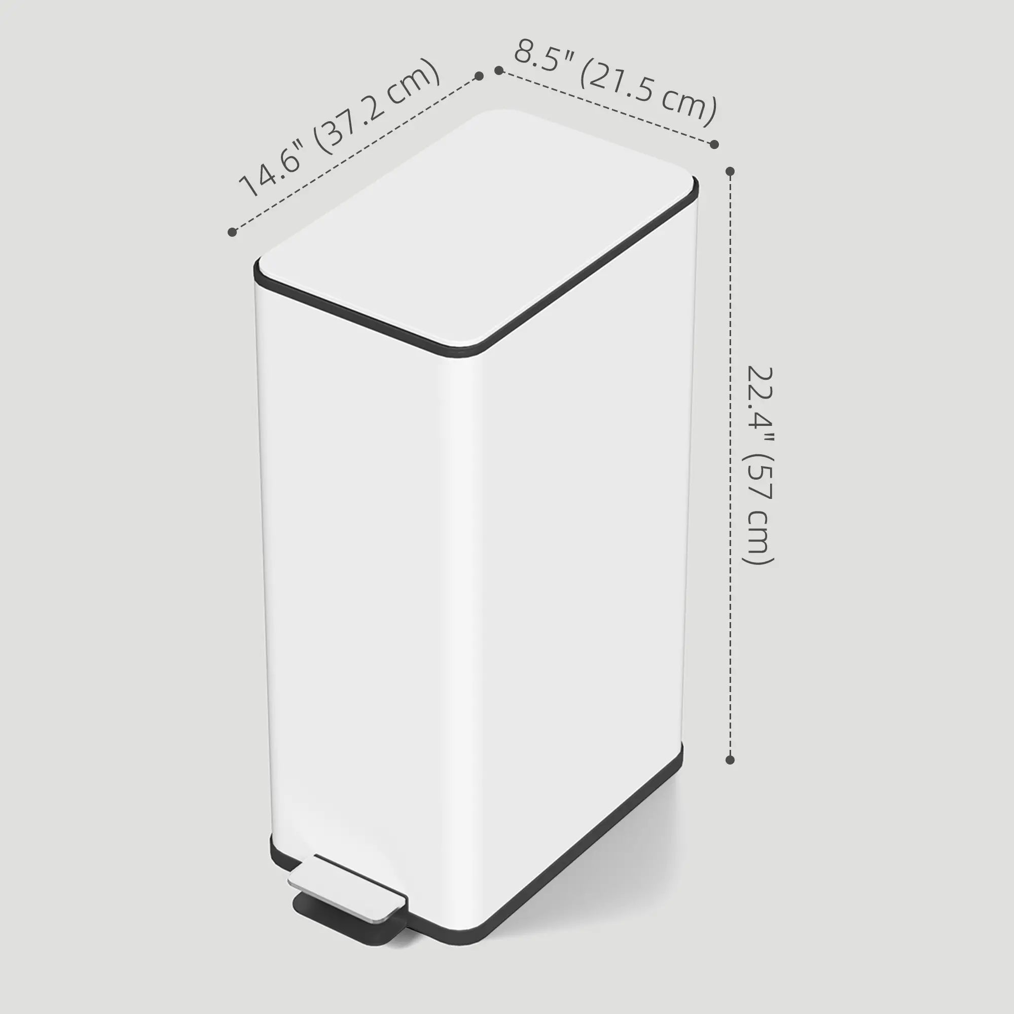 5.3 Gallon Stainless Steel Kitchen Trash Can, Soft-Close Lid, Foot Pedal, White Household Supplies at Gallery Canada