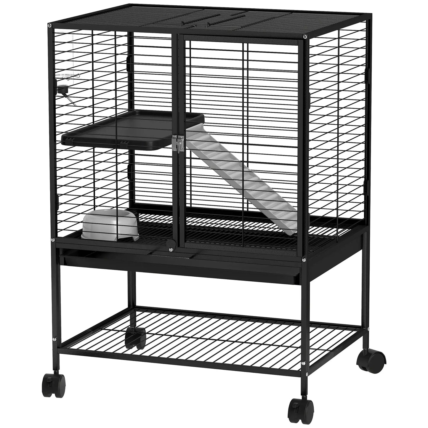 Small Animal Cage 34"H, Removable Tray, Storage Shelf, Black Houses & Habitats Black at Gallery Canada