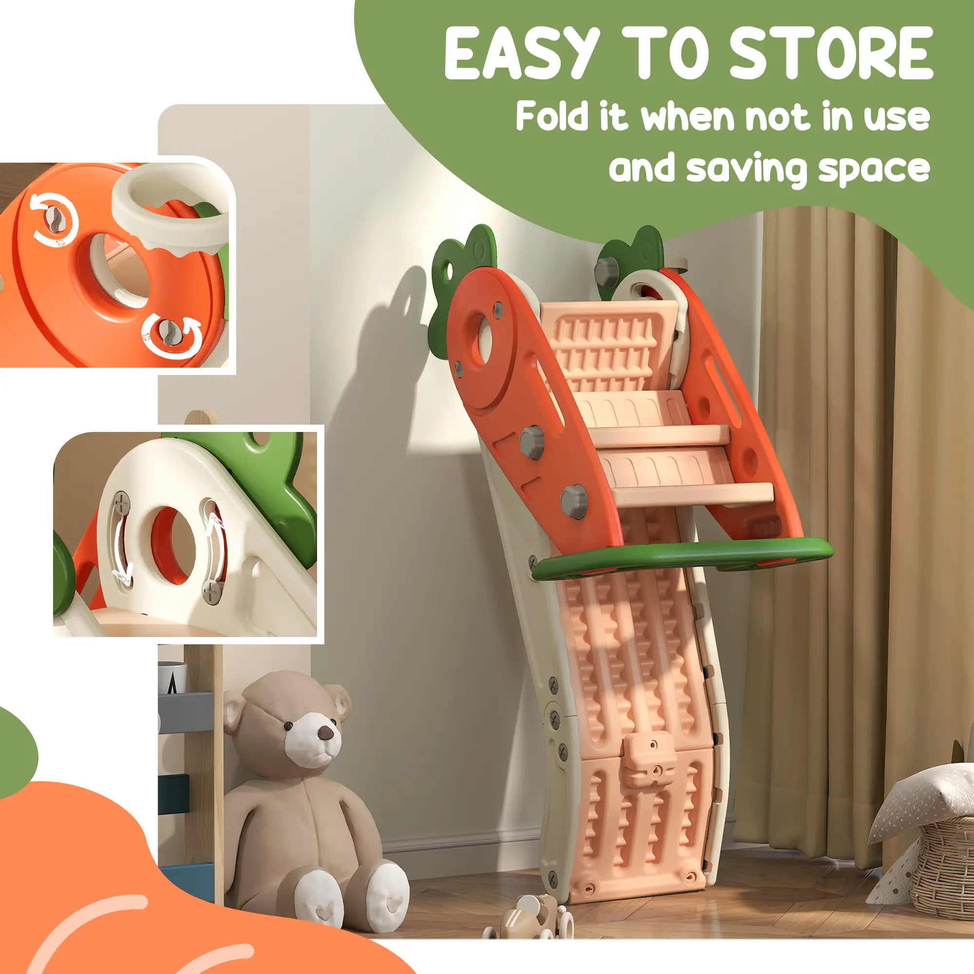 Foldable Toddler Slide, Basketball Hoop, Climber, 1-3 Years, Orange Gym Sets & Swings at Gallery Canada