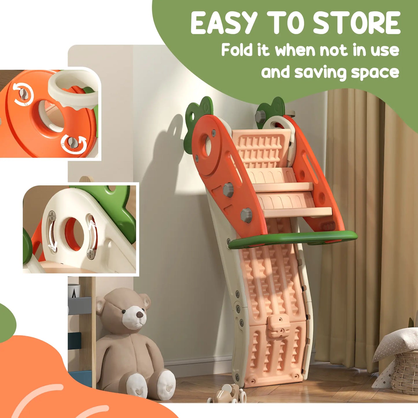 Foldable Toddler Slide, Basketball Hoop, Climber, 1-3 Years, Orange Gym Sets & Swings at Gallery Canada