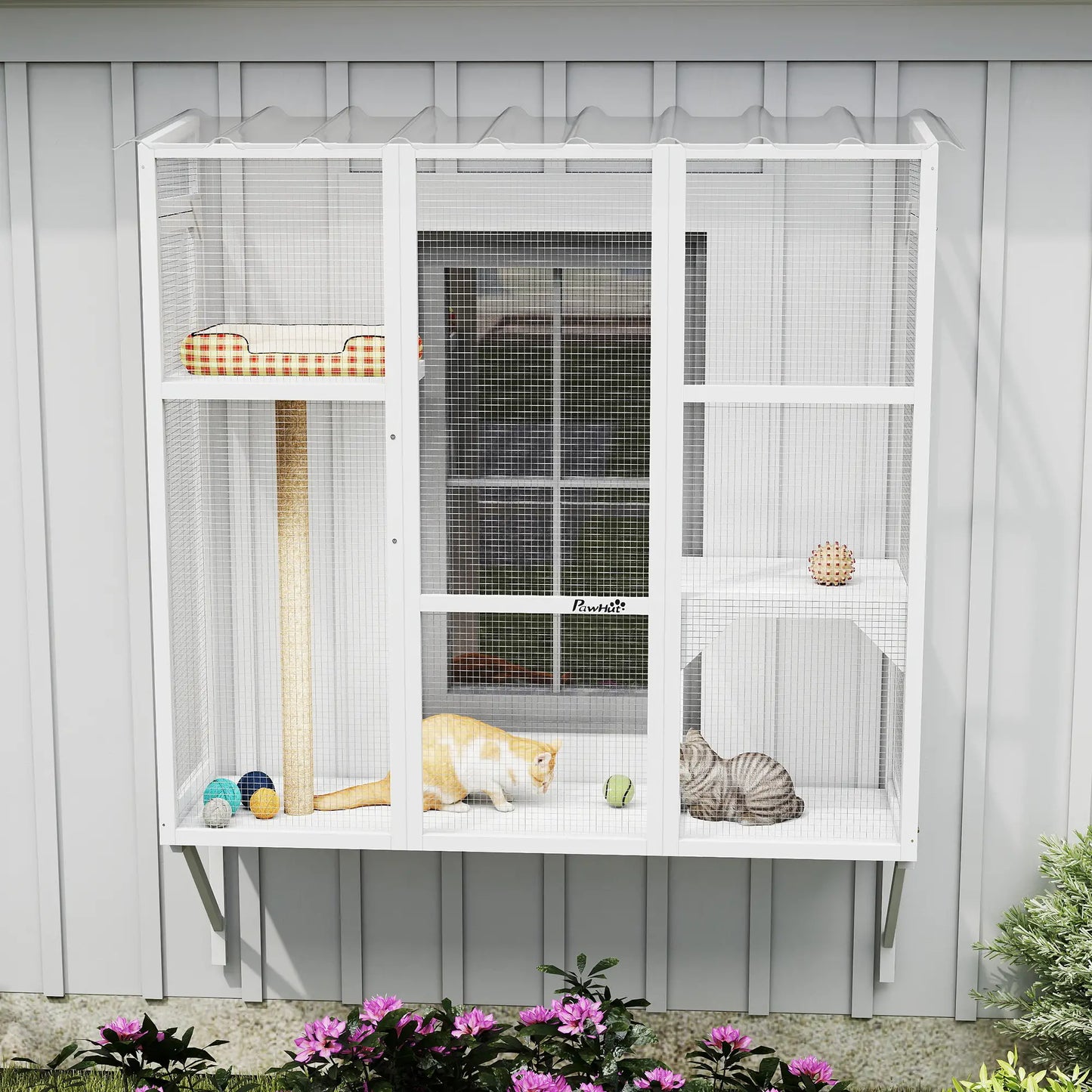 Wooden Catio Outdoor, Cat Window Box Enclosure, White Outdoor Cat Enclosures at Gallery Canada