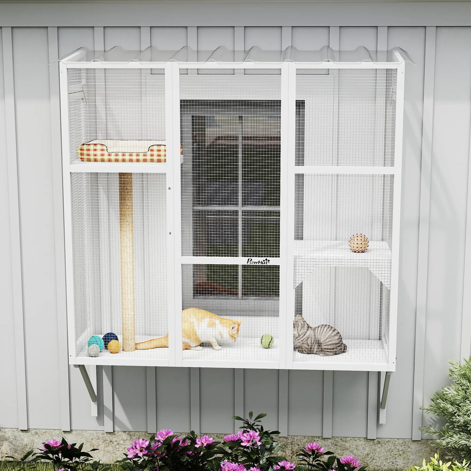 Wooden Catio Outdoor, Cat Window Box Enclosure, White Outdoor Cat Enclosures at Gallery Canada
