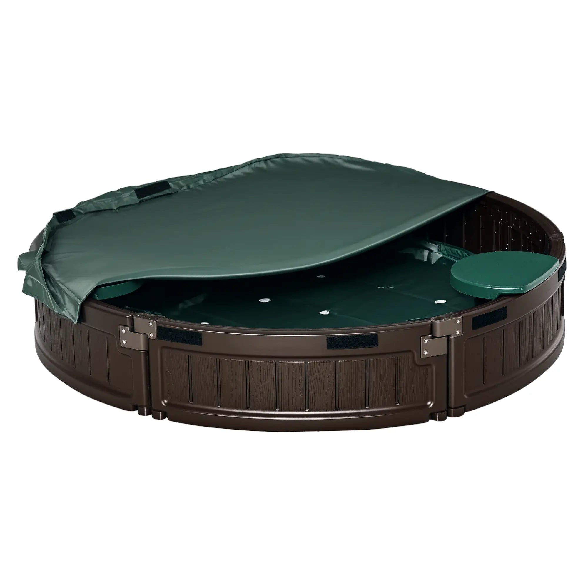 Kids Outdoor Sandbox with Cover, Waterproof Canopy, Fabric Liner, Brown Sandboxes & Accessories Brown at Gallery Canada