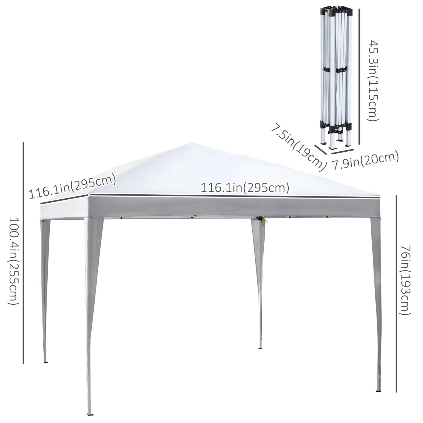 10 x 10ft Folding Pop Up Tent, Outdoor Gazebo Canopy, White Pop Up Canopies at Gallery Canada
