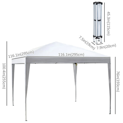 10 x 10ft Folding Pop Up Tent, Outdoor Gazebo Canopy, White Pop Up Canopies at Gallery Canada