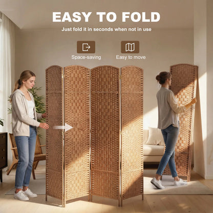 6ft Folding Room Divider, 4 Panel Wooden Frame, Natural Room Dividers at Gallery Canada