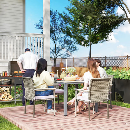 5-Piece Wicker Outdoor Furniture Set, Rattan Patio Dining with Cushions, Grey Patio Furniture Sets at Gallery Canada