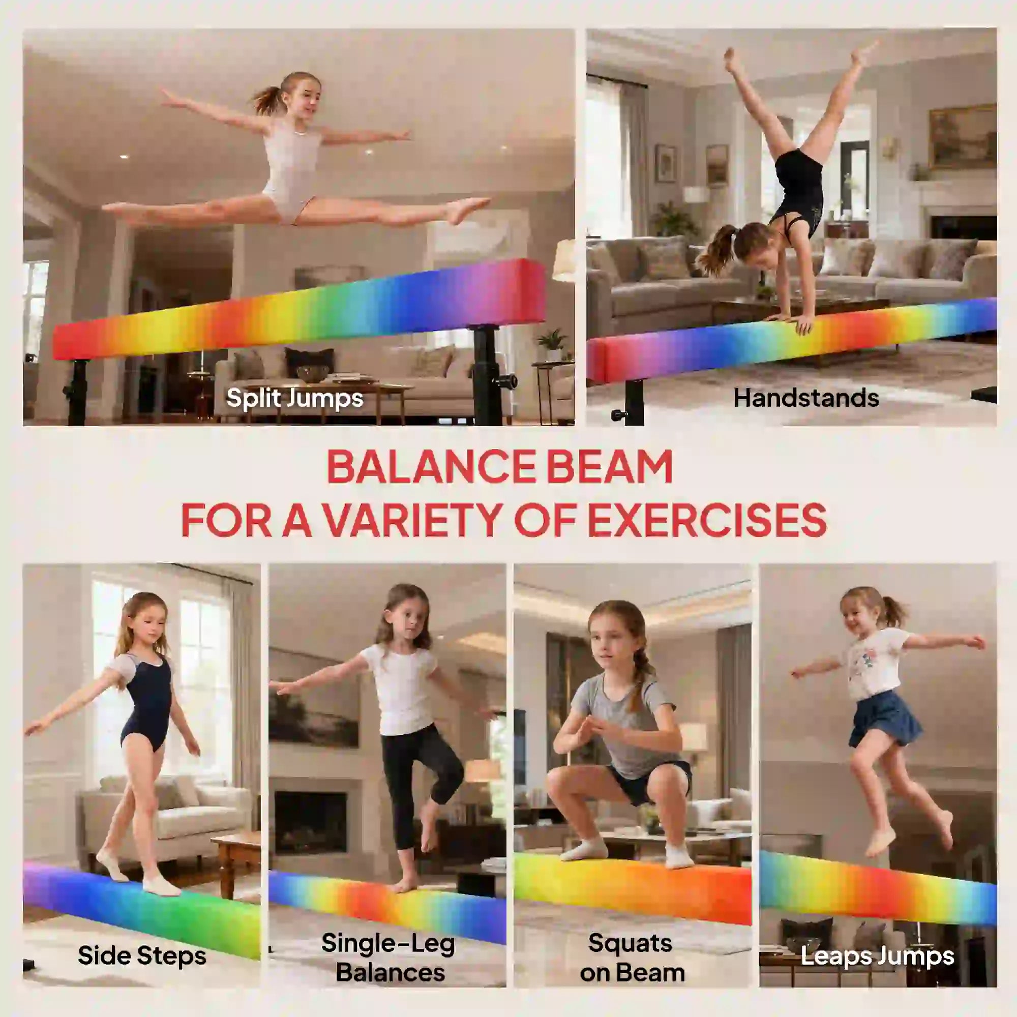 7.5ft Adjustable Gymnastics Balance Beam With Wheels, Training Equipment Gymnastics Mats at Gallery Canada