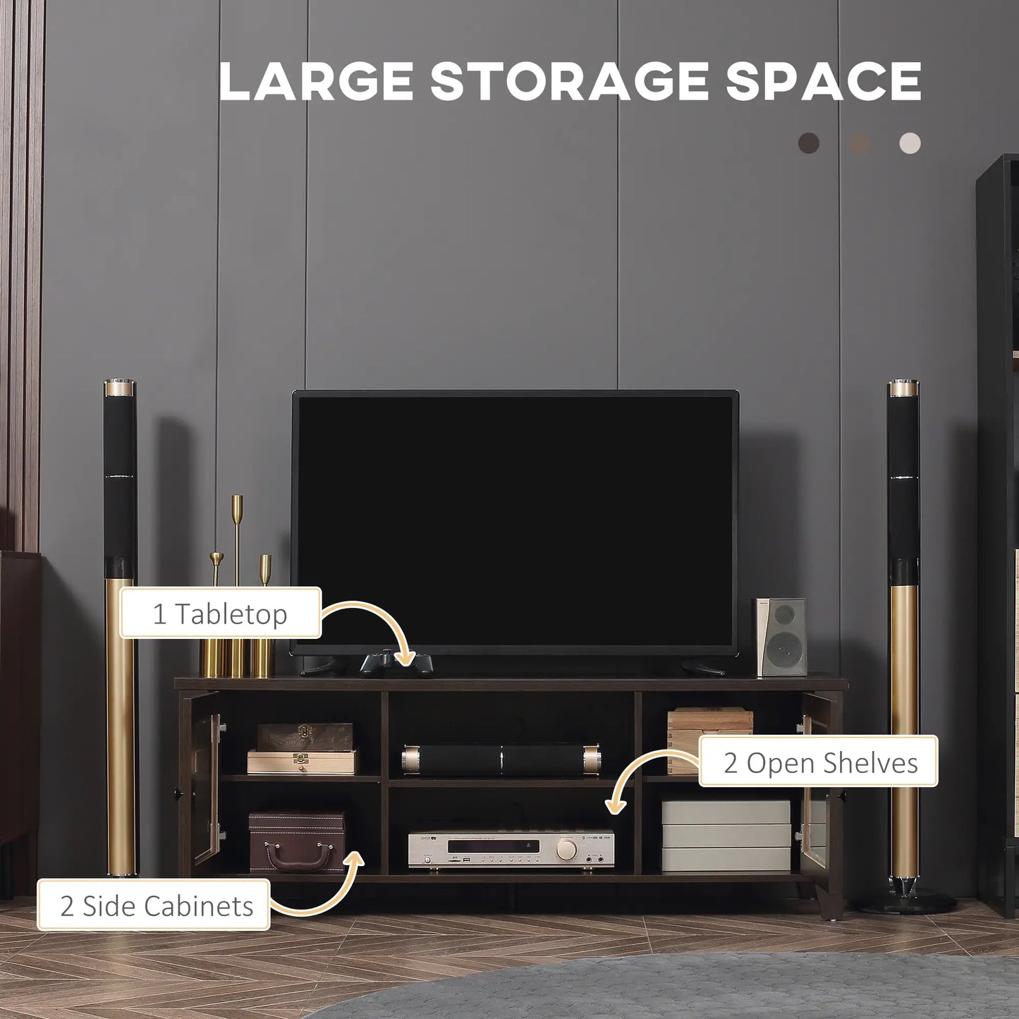 Fireplace TV Stand for 60 Inch TVs, Wood Cabinet with Storage Doors TV Stands at Gallery Canada