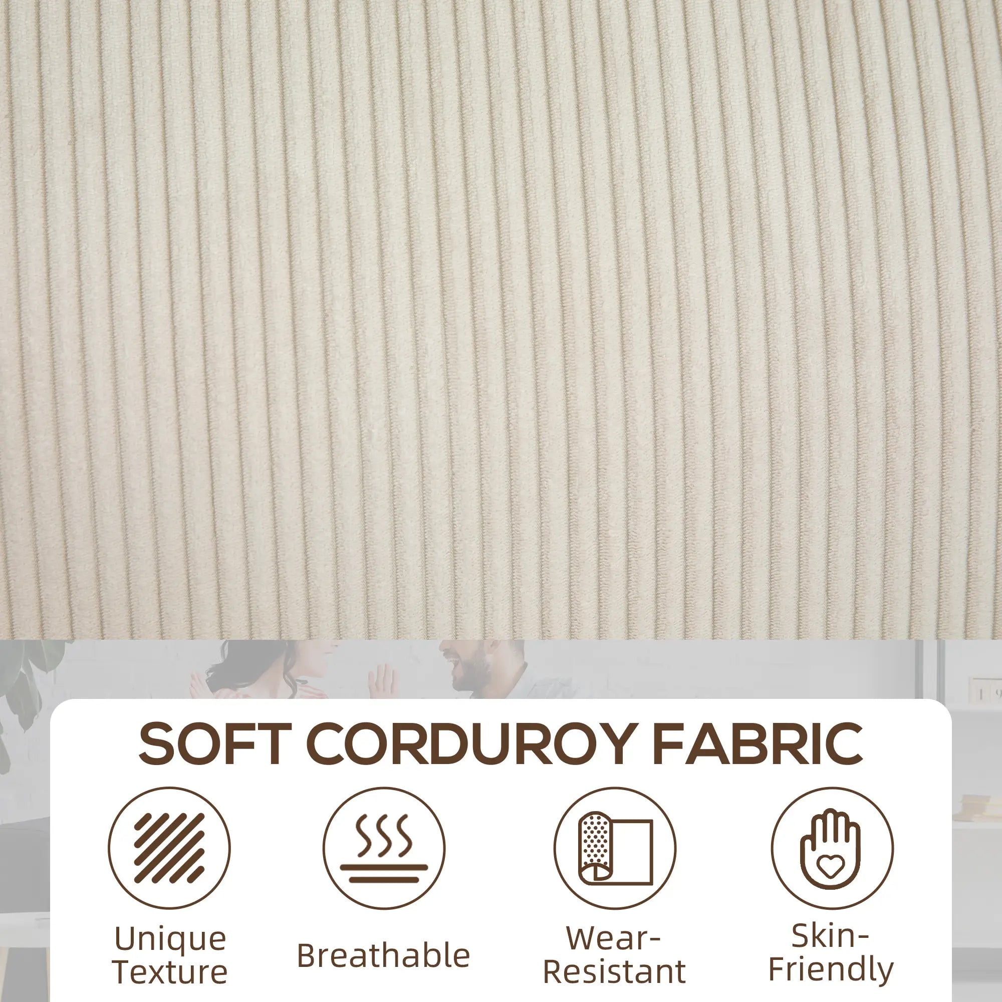 Three Seater Sofa, Fabric Couch with Spring Cushion, Cream White 3-Seater Sofas at Gallery Canada