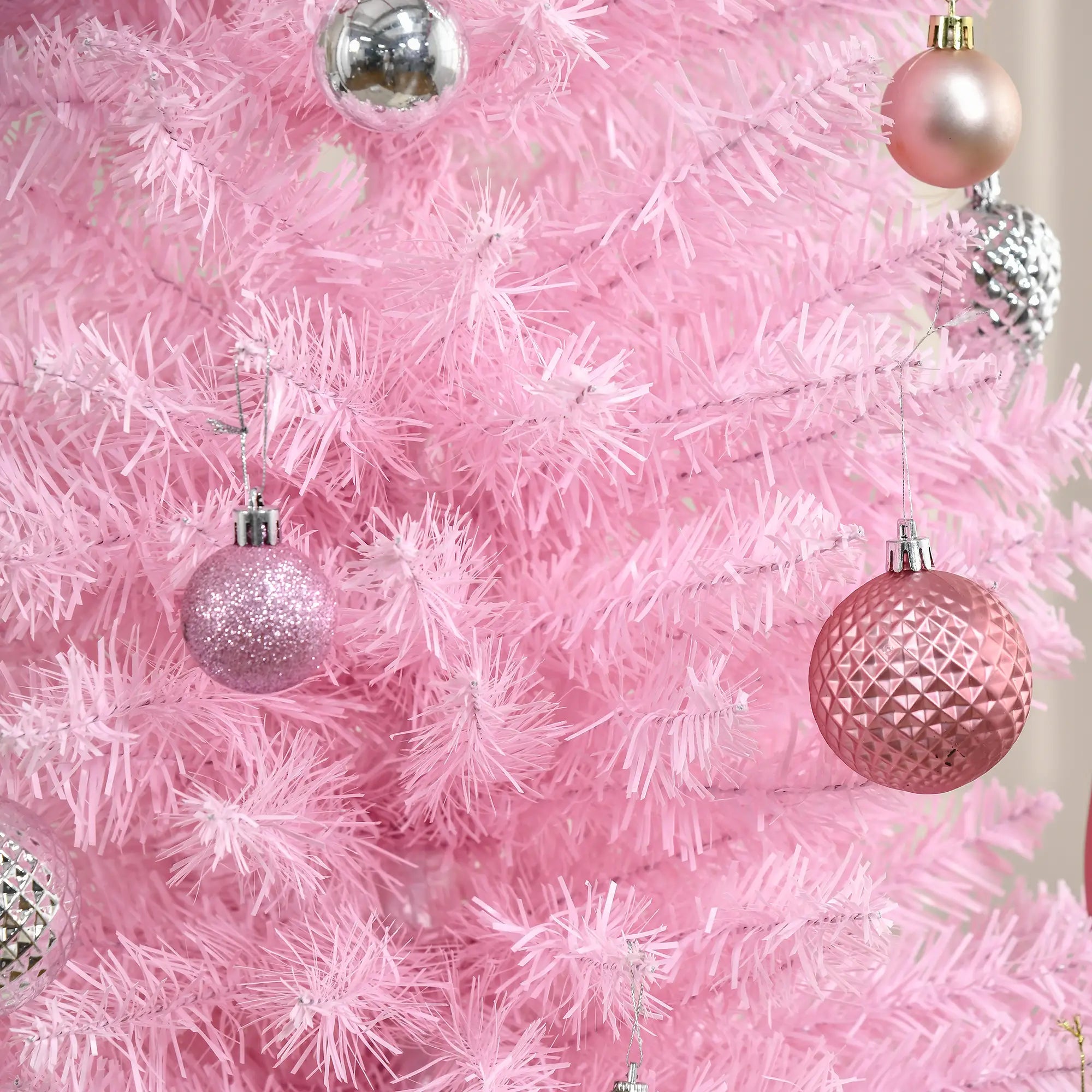 7' Slim Artificial Christmas Tree, Realistic Branches, Sturdy Metal Stand, Pink Pencil Christmas Trees at Gallery Canada