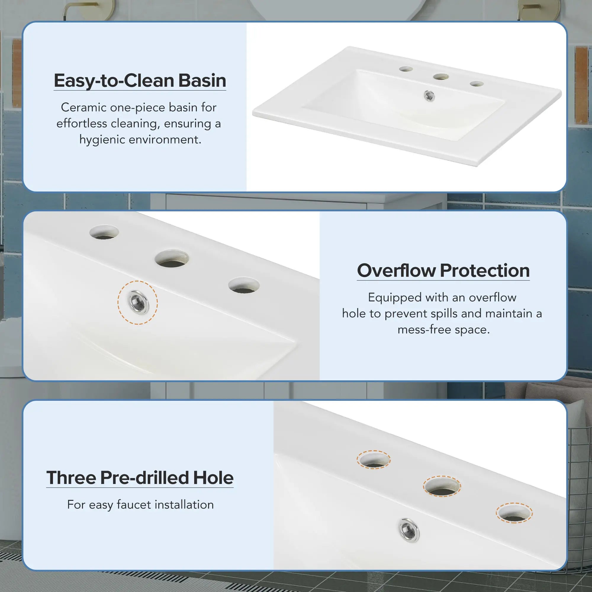 Bathroom Vanity Combo, Ceramic Sink, Storage Cabinet, 24