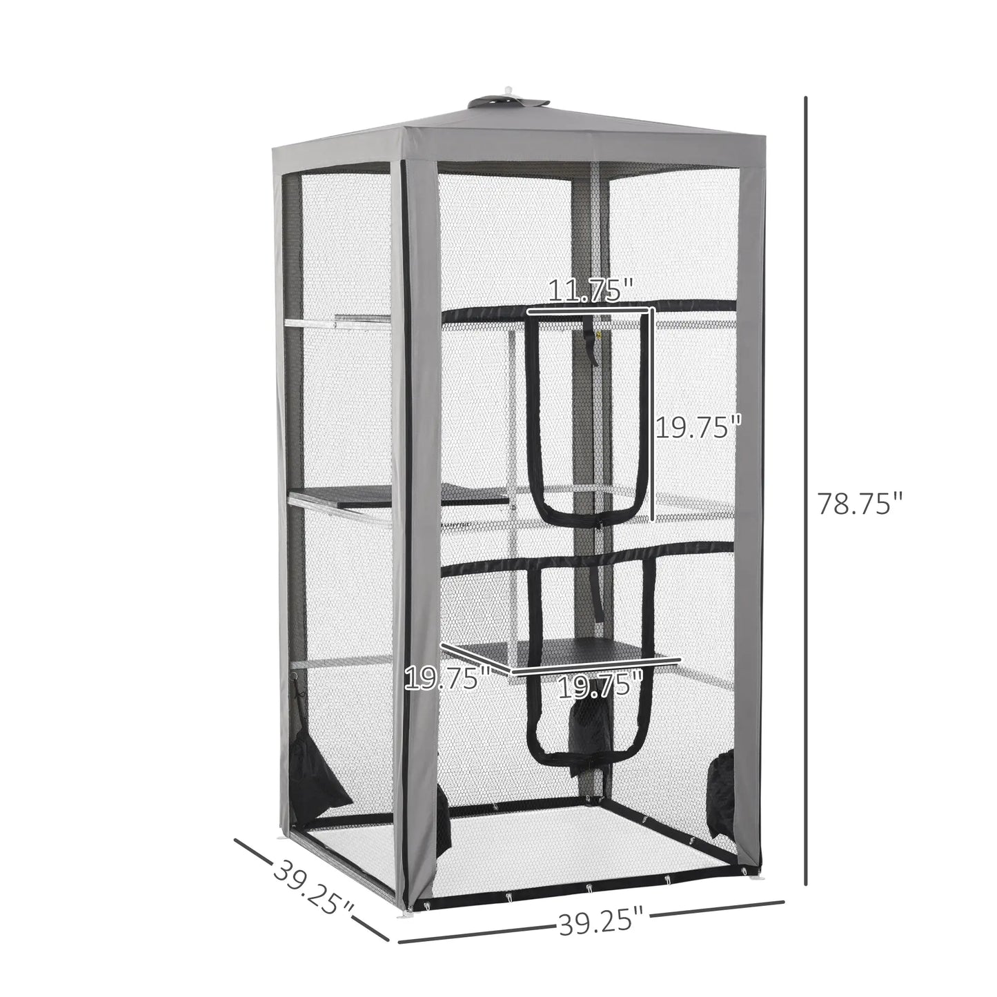 79" Cat Cage, Large Outdoor Kitten House, Indoor Pet Kennel, Grey Outdoor Cat Enclosures at Gallery Canada