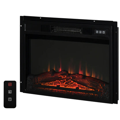 23" Electric Fireplace Insert, Realistic Log Flames, Adjustable Brightness, 1400W, Black Electric Fireplaces at Gallery Canada