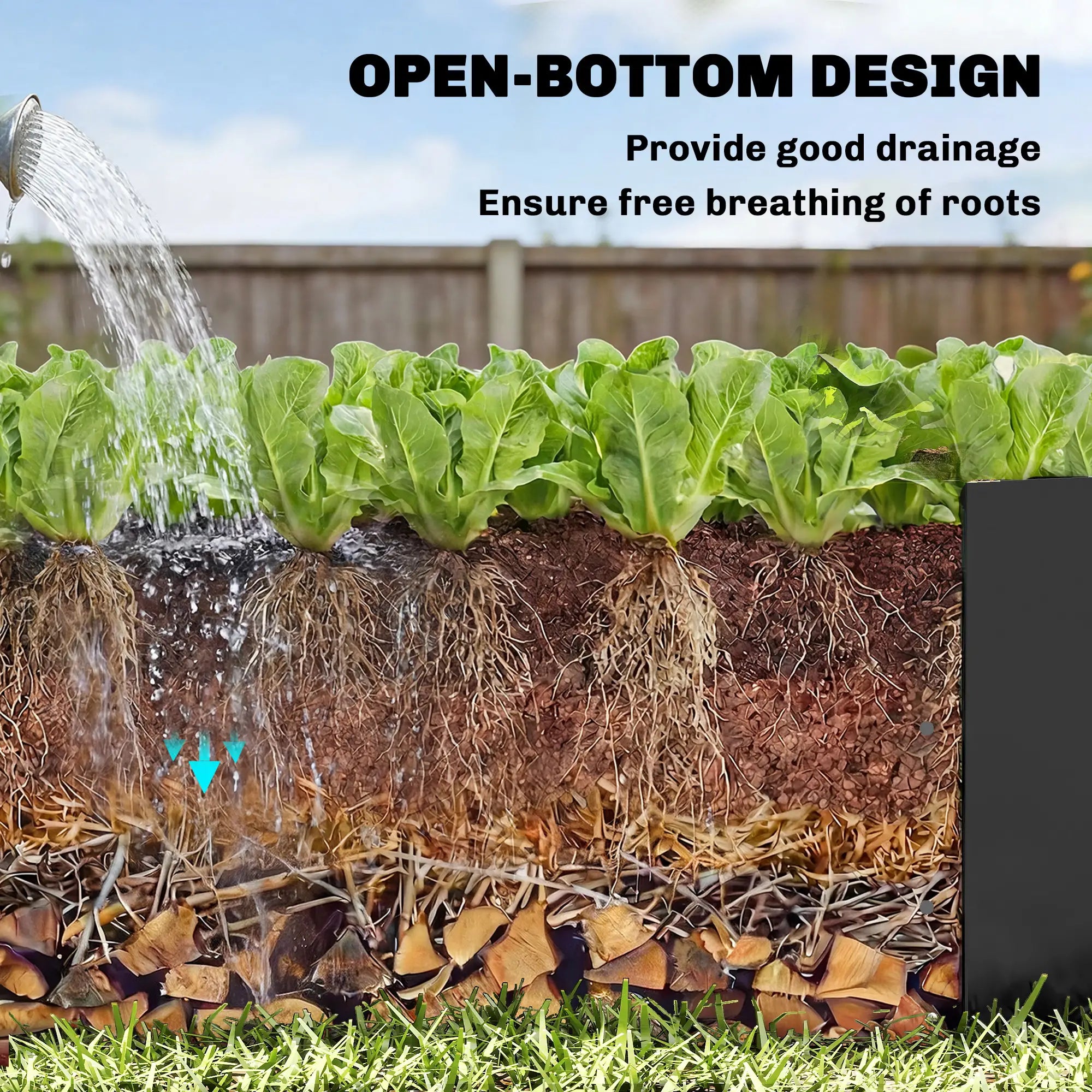 Galvanized Raised Garden Bed With Trellis, Open Bottom Planter Box, Black Galvanized Planter Boxes at Gallery Canada