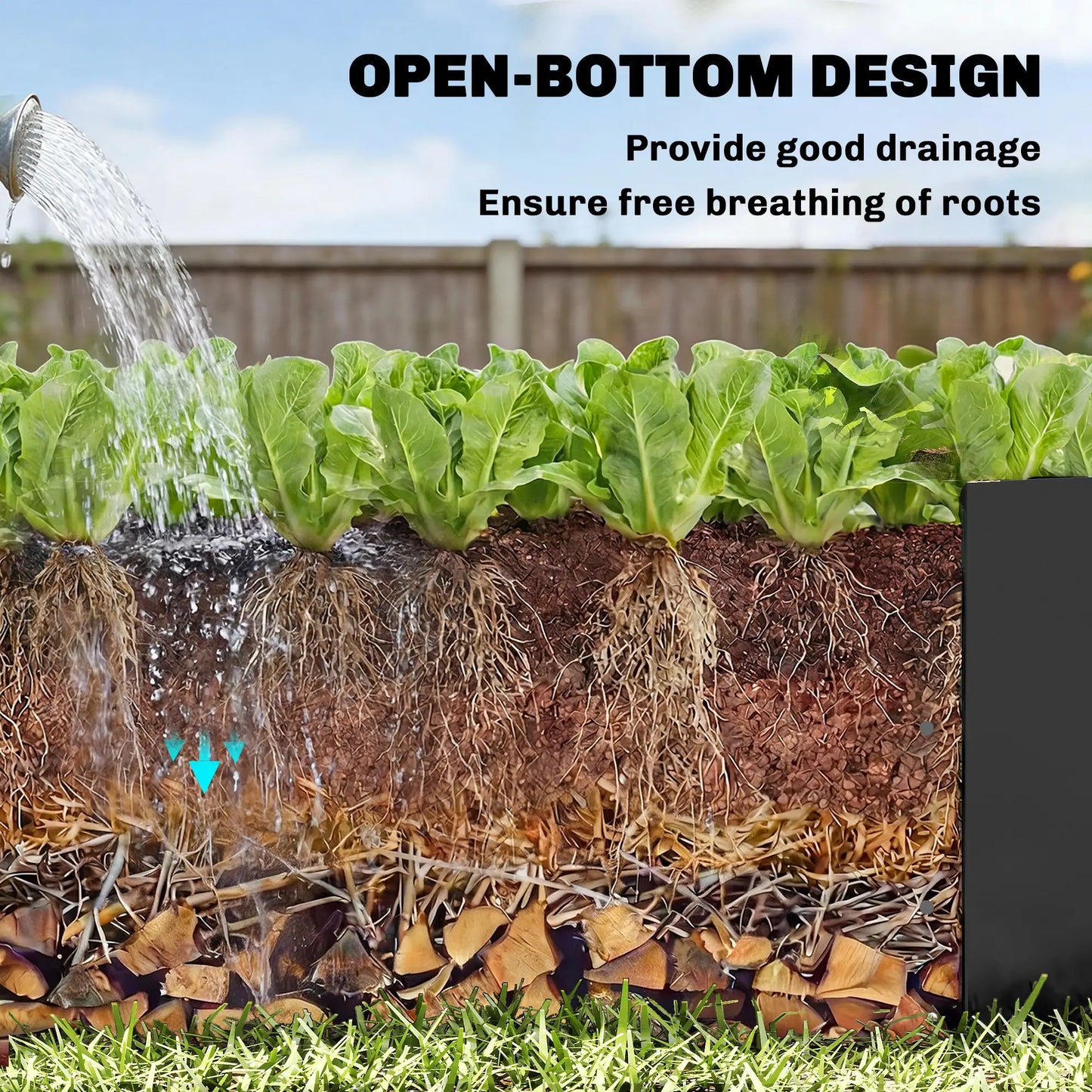 Galvanized Raised Garden Bed With Trellis, Open Bottom Planter Box, Black Galvanized Planter Boxes at Gallery Canada