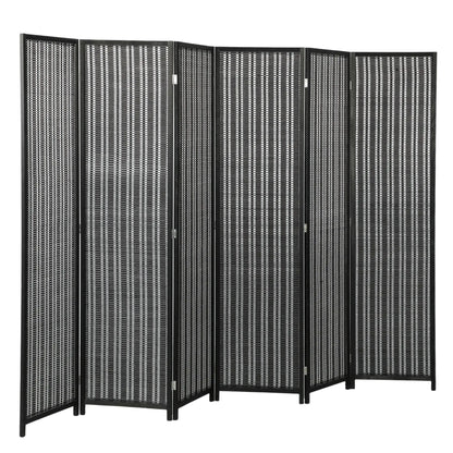 Folding Privacy Screen, 6 Panel Room Divider, Handwoven Bamboo, Black Room Dividers Black at Gallery Canada