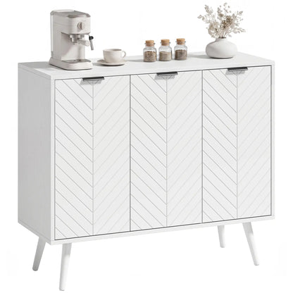 Modern Sideboard and Buffet, Dining Room Cabinet with Adjustable Shelves and 3 Doors, White Storage Cabinets at Gallery Canada