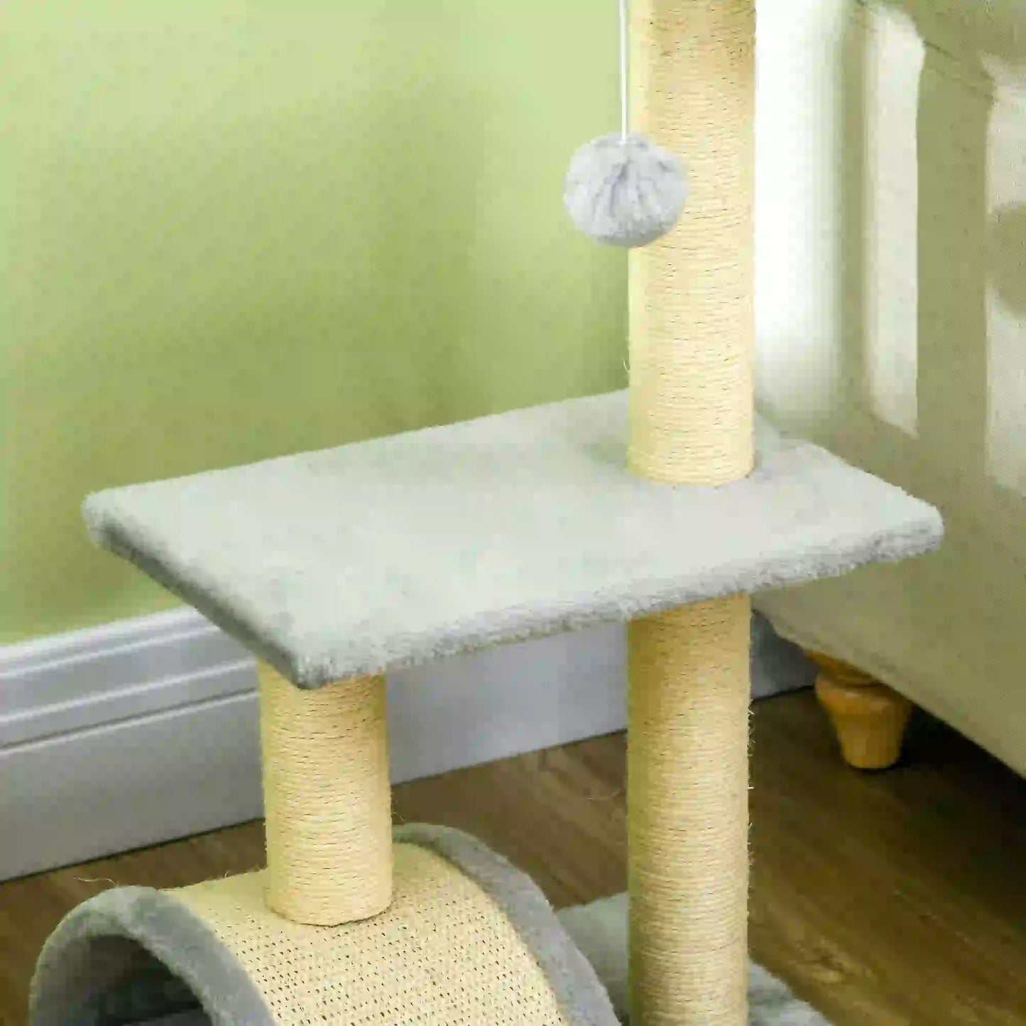 28" Cat Tree, Scratching Post, Pad, Toy Ball, Light Grey Cat Posts at Gallery Canada