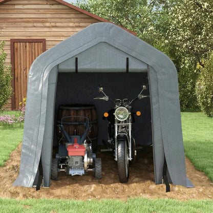 8' x 6' Carport, Sidewalls Roll-Up Door, Outdoor Storage Shelter, Dark Grey Car Shelters at Gallery Canada