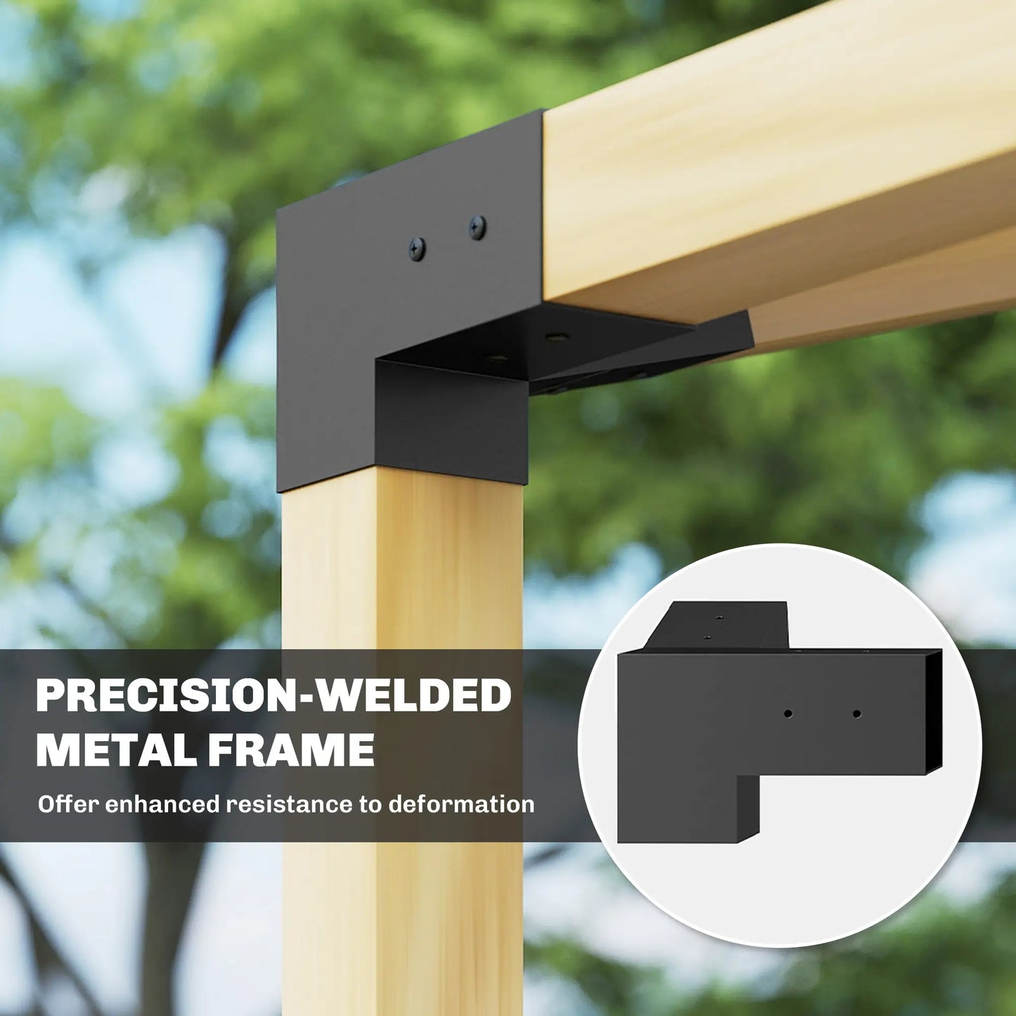 15° Slanted Pergola Bracket Kit, 3.6" X 3.6" Lumber, Black Pergolas at Gallery Canada