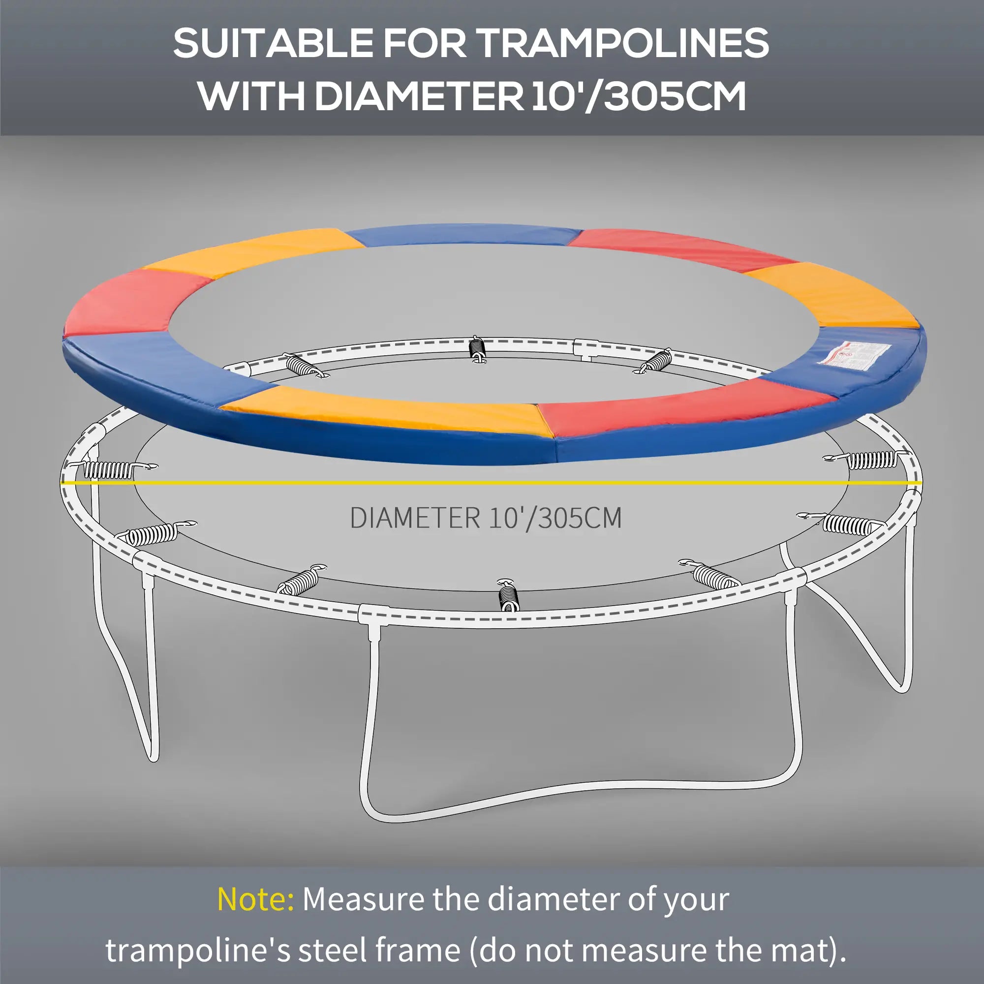10ft Trampoline Replacement Safety Pad, Waterproof Spring Cover, Multicoloured Trampolines at Gallery Canada