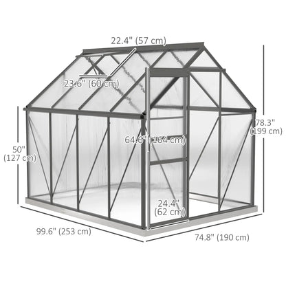 6' x 8' x 6.5' Polycarbonate Greenhouse, Walk-in, Adjustable Roof Vent, Charcoal Grey Walk In Greenhouses at Gallery Canada