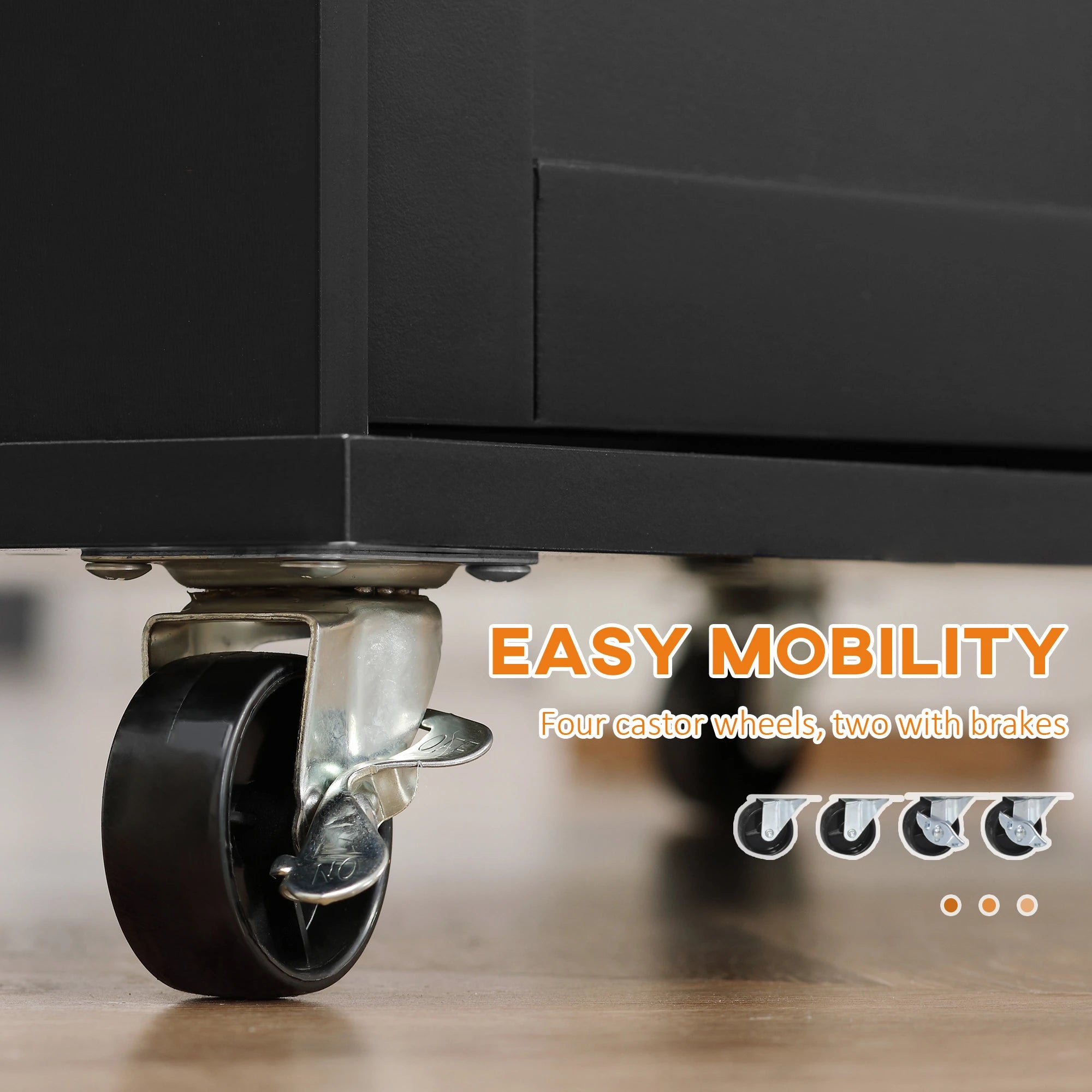 Rolling Kitchen Island Cart, Rubber Wood Top, 3-Tier Spice Rack, Black Kitchen Islands & Kitchen Carts at Gallery Canada