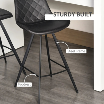 Set of 2 Microfiber Bar Stools, Kitchen Stools with Padded Seat, Black Bar Stools at Gallery Canada