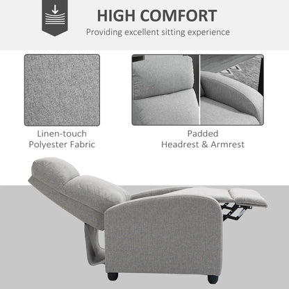 Fabric Recliner, Manual Home Theater Seat, Linen-Touch, Light Grey Single Sofas at Gallery Canada