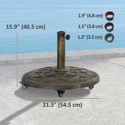 Round Patio Umbrella Base With Wheels, 44 Lbs Resin Stand, 1.3"/1.5"/1.9" Poles, Bronze Umbrella Bases at Gallery Canada