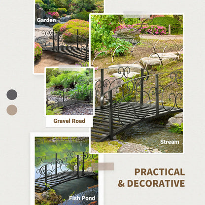 6FT Steel Garden Bridge, Safety Siderails, Arc Landscaping, Black Garden Bridges at Gallery Canada