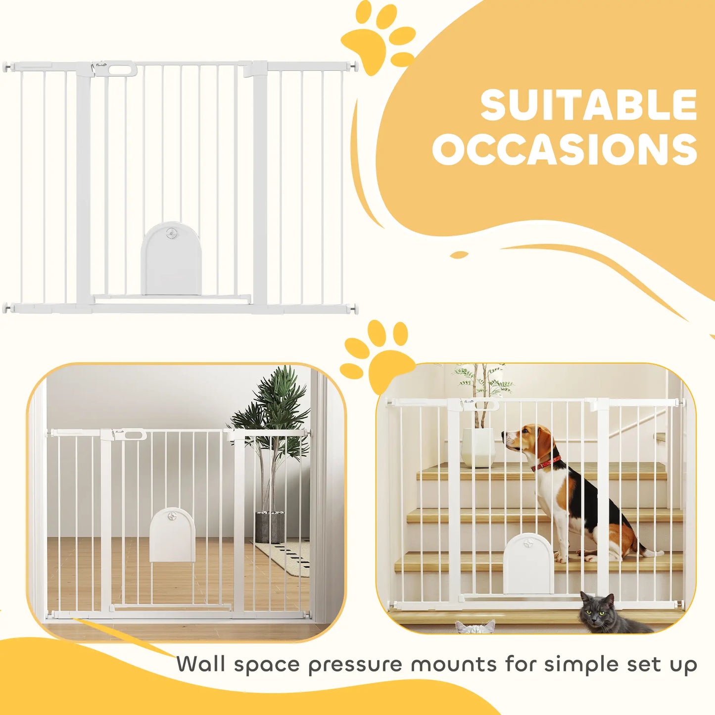 30"-52" Extra Wide Pet Gate Barrier with Small Door, 35"H Dog Gate with Safety Gate Barrier, Stair Pressure Fit, Black Houses, Kennels & Pens at Gallery Canada
