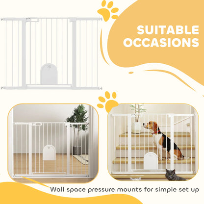 30"-52" Extra Wide Pet Gate Barrier with Small Door, 35"H Dog Gate with Safety Gate Barrier, Stair Pressure Fit, Black Houses, Kennels & Pens at Gallery Canada