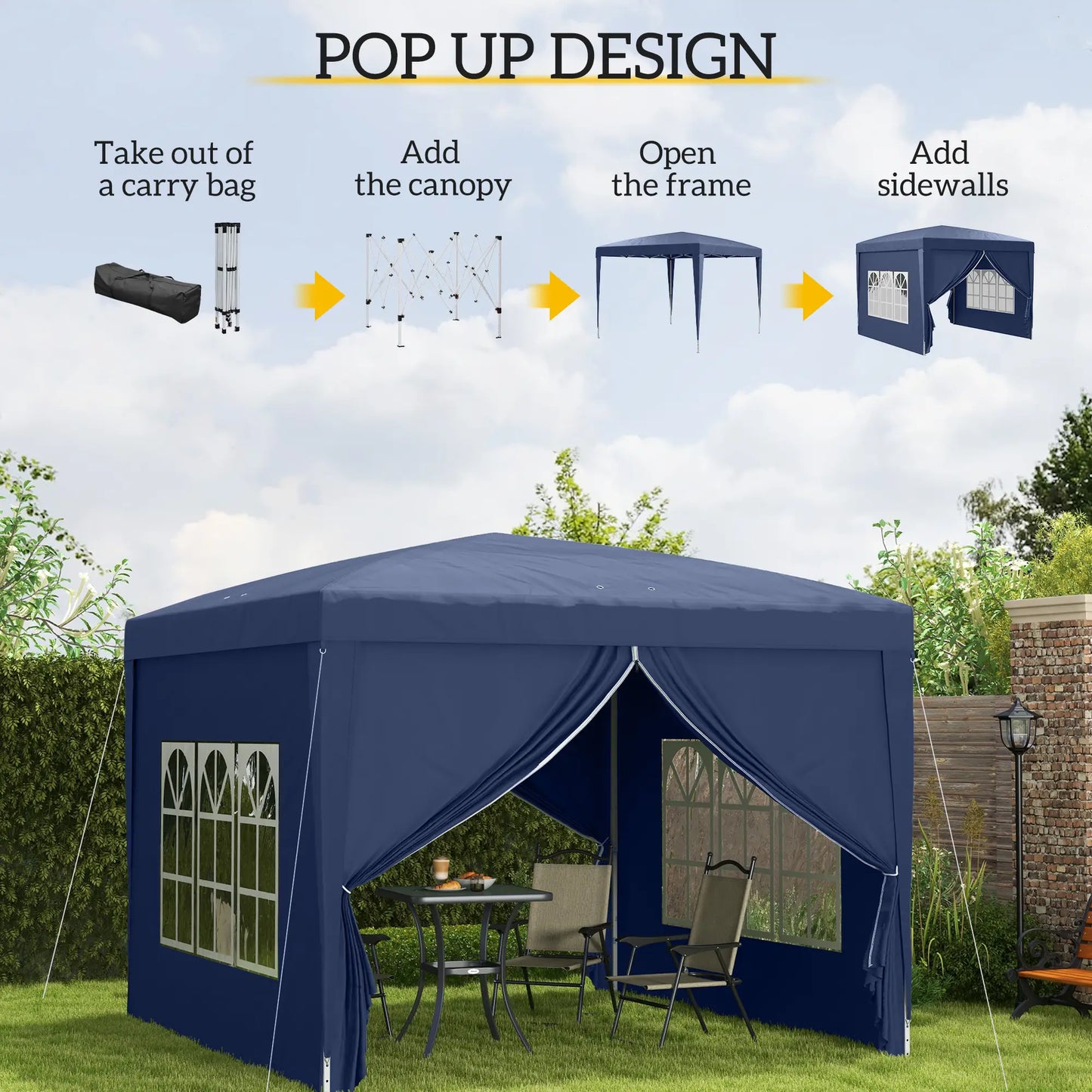 10'x10' Outdoor Pop Up Party Tent Wedding Gazebo Canopy, Blue Pop Up Canopies at Gallery Canada