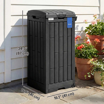 29 Gallon Outdoor Garbage Bin, Dual Lid, Ashtray Drip Tray, Black Garden Accessories at Gallery Canada