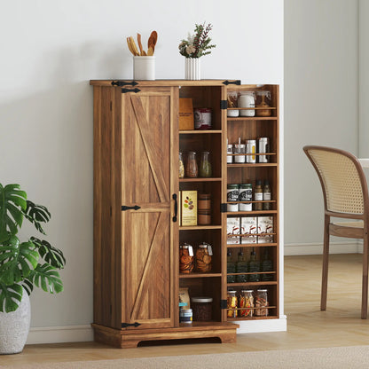 Armoire de cuisine de 47 pouces, étagères ajustables, marron