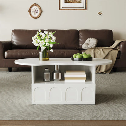 Coffee Table with Drawer, Open Storage, 39.5" L x 23.5" W x 15" H, White Coffee Tables at Gallery Canada