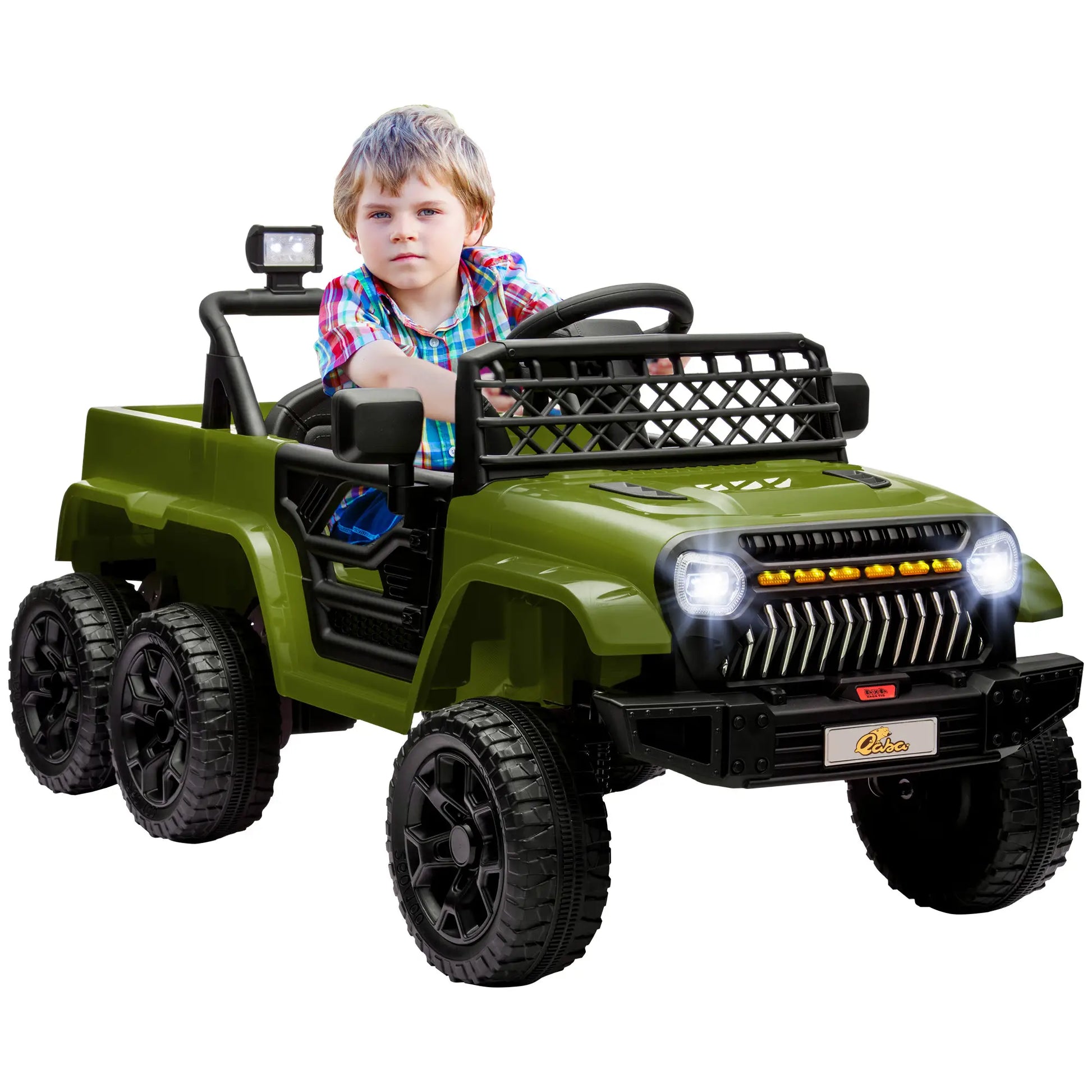 12V 4WD/2WD Kids Electric Car, Remote Control, Spring Suspension, Dark Green Electric Toy Cars at Gallery Canada