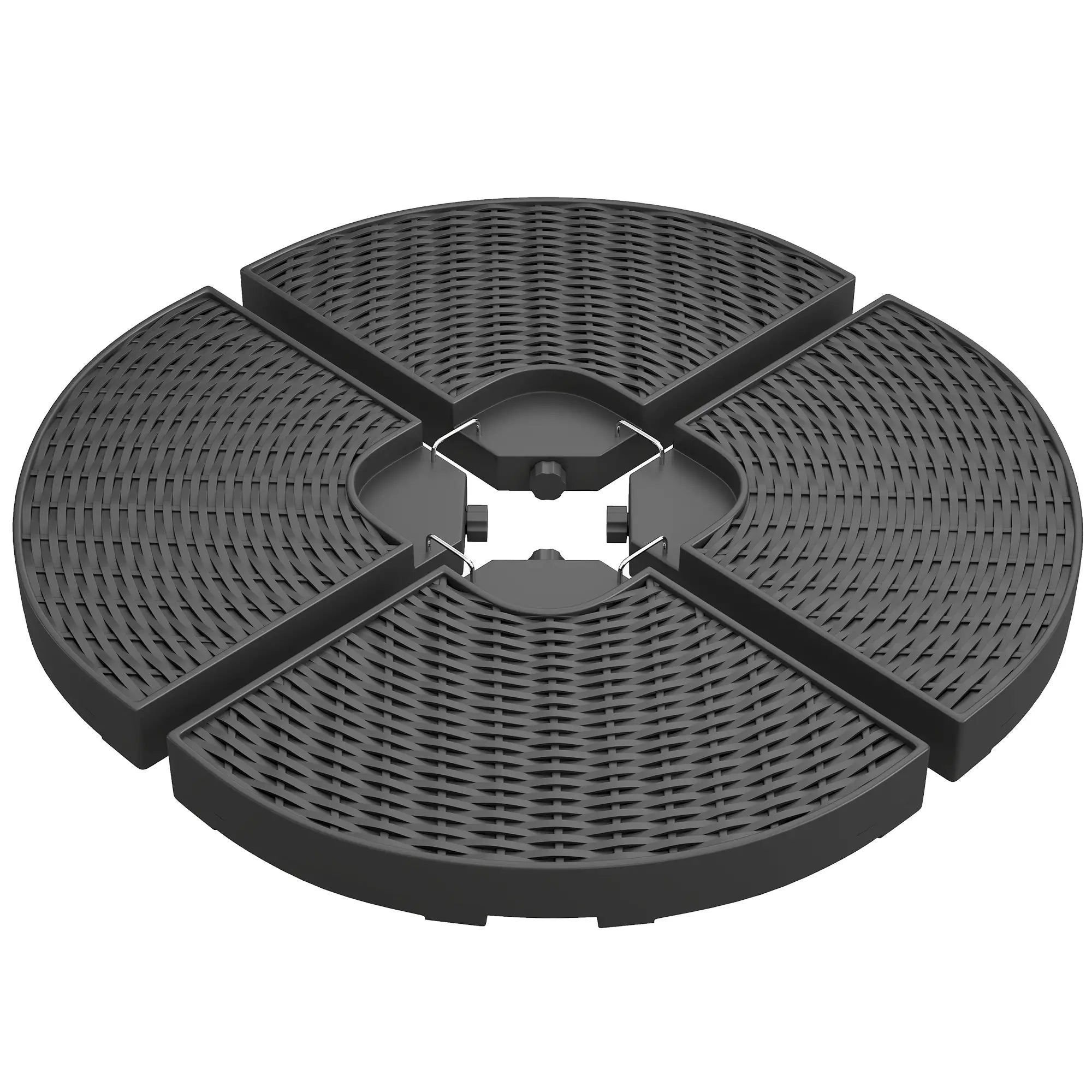 4PCs Cantilever Umbrella Base Weights, Wicker Effect HDPE, Black Umbrella Bases Black at Gallery Canada